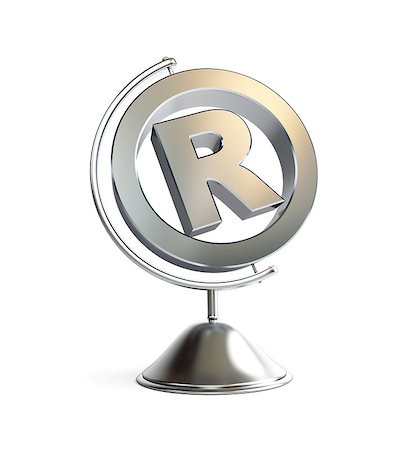 simsearch:400-04259111,k - globe registered trademark sign 3d Illustrations on a white background Fotografie stock - Microstock e Abbonamento, Codice: 400-06854990