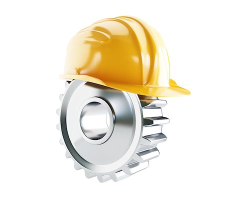machine gear construction helmet on a white background Stock Photo - Budget Royalty-Free & Subscription, Code: 400-06855001