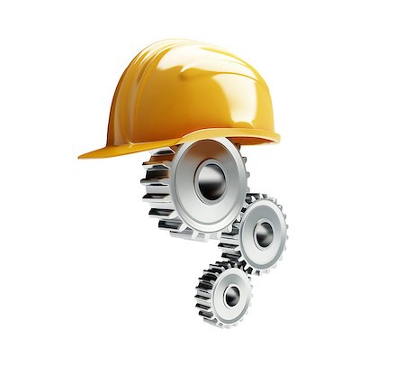 simsearch:400-04801110,k - machine gear construction helmet on a white background Stockbilder - Microstock & Abonnement, Bildnummer: 400-06855002