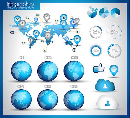 simsearch:400-06855104,k - Infographic layout template with world maps. Ideal for global statistics and for every kind of data visualization. Delicate shadows and high costrast colours. Stockbilder - Microstock & Abonnement, Bildnummer: 400-06855120