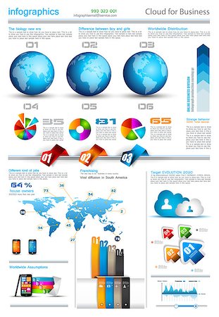 printing paper - Infographic layout template with world maps. Ideal for global statistics and for every kind of data visualization. Delicate shadows and high costrast colours. Stock Photo - Budget Royalty-Free & Subscription, Code: 400-06855136