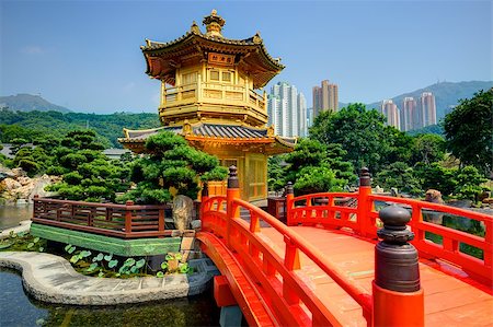 Golden Pavilion of Chi Lin Nunnery in Hong Kong, S.A.R. Stock Photo - Budget Royalty-Free & Subscription, Code: 400-06855213