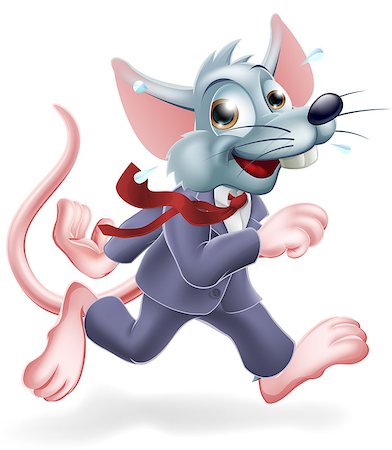 suit sweat - Conceptual illustration of business rat race. A cartoon rat worker wearing a business suit rushing around, concept for work life balance or working lifestyle. Stock Photo - Budget Royalty-Free & Subscription, Code: 400-06855475