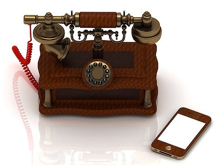 simsearch:400-07222578,k - Old telephone is covered with trees, and a new smartphone. concept Foto de stock - Super Valor sin royalties y Suscripción, Código: 400-06855546