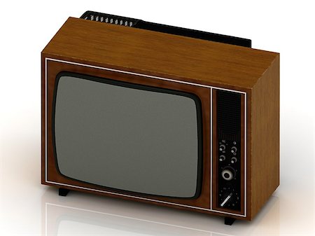 Old TV in the wooden case 1970 release on a white background Stock Photo - Budget Royalty-Free & Subscription, Code: 400-06855550