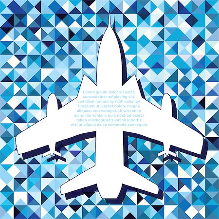 Plane space for text air fly cloud sky geometric blue  seamless travel background. Airplanes vector illustration. Stock Photo - Budget Royalty-Free & Subscription, Code: 400-06855872