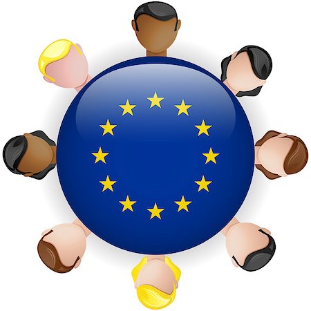 euro union - Europe Flag Button Teamwork People Group - Vector Stock Photo - Budget Royalty-Free & Subscription, Code: 400-06855895