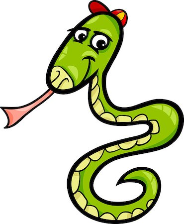 simsearch:400-07837832,k - Cartoon Illustration of Funny Snake in the Cap Reptile Animal Photographie de stock - Aubaine LD & Abonnement, Code: 400-06855930
