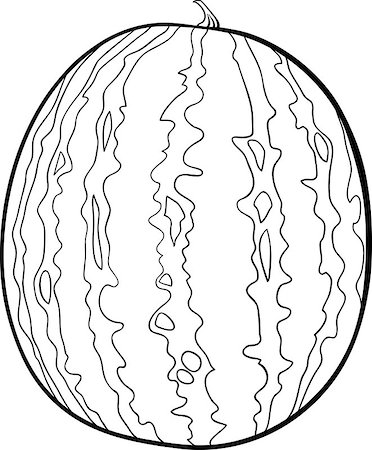 simsearch:400-07033125,k - Black and White Cartoon Illustration of Watermelon Fruit Food Object for Coloring Book Foto de stock - Super Valor sin royalties y Suscripción, Código: 400-06855954