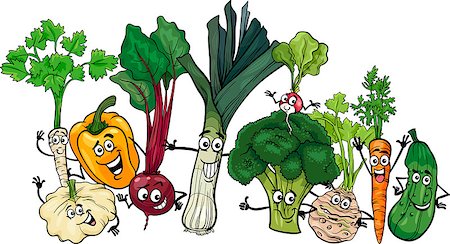 simsearch:400-06764427,k - Cartoon Illustration of Funny Vegetables Food Characters Big Group Fotografie stock - Microstock e Abbonamento, Codice: 400-06855961