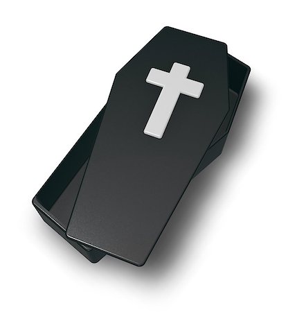 black casket whit christian cross - 3d illustration Stock Photo - Budget Royalty-Free & Subscription, Code: 400-06855985