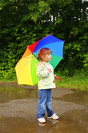 rain drop and children - little girl with an umbrella in the rain Stock Photo - Budget Royalty-Free & Subscription, Code: 400-06856015