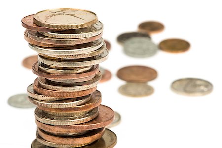 simsearch:400-04298565,k - Stacks of coins white isolated studio shot Photographie de stock - Aubaine LD & Abonnement, Code: 400-06856013