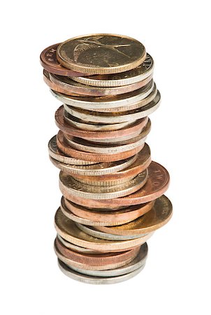 simsearch:400-04298565,k - Stacks of coins white isolated studio shot Photographie de stock - Aubaine LD & Abonnement, Code: 400-06856068