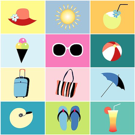 simsearch:400-05121059,k - beautiful colored icons to the summer recreation Photographie de stock - Aubaine LD & Abonnement, Code: 400-06856299