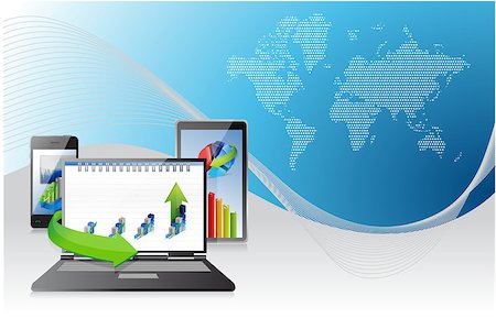 simsearch:400-03910193,k - Computer, Laptop Tablet and Phone with business graphs. background Stock Photo - Budget Royalty-Free & Subscription, Code: 400-06856332