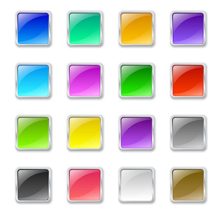 simsearch:400-07212658,k - Set of colored square buttons with metal frame and shadow Stock Photo - Budget Royalty-Free & Subscription, Code: 400-06856489