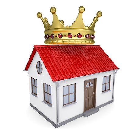 simsearch:400-04987781,k - A small house with a crown. Isolated render on a white background Stock Photo - Budget Royalty-Free & Subscription, Code: 400-06856888