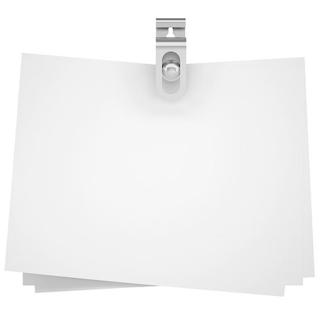 Binder clip and paper. Isolated render on a white background Stock Photo - Budget Royalty-Free & Subscription, Code: 400-06856915