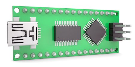 simsearch:400-03952078,k - Computer board with chips and USB output. Isolated render on a white background Stock Photo - Budget Royalty-Free & Subscription, Code: 400-06856932