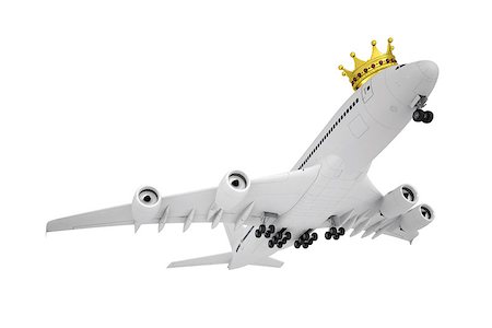simsearch:400-06797580,k - White airplane with the crown. Isolated render on a white background Stock Photo - Budget Royalty-Free & Subscription, Code: 400-06856942