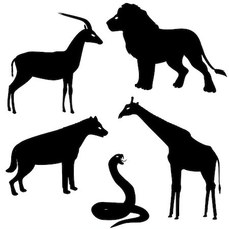 Vector set 2 of african animals silhouettes Stock Photo - Budget Royalty-Free & Subscription, Code: 400-06857557