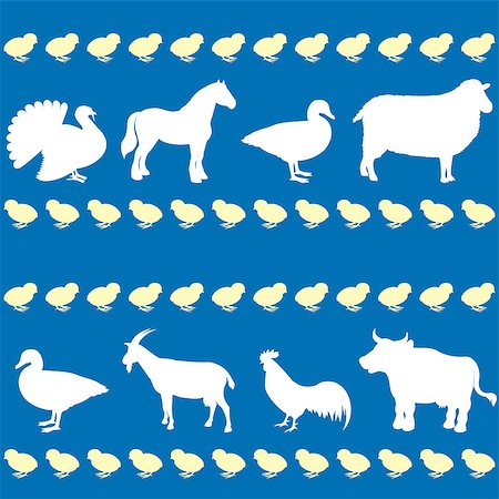 simsearch:400-08678054,k - Seamless pattern with farm animals silhouettes Stock Photo - Budget Royalty-Free & Subscription, Code: 400-06857564
