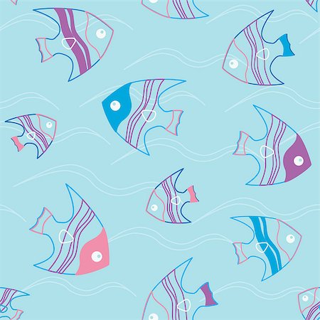 simsearch:400-09029281,k - Blue seamless background with fish and waves Stockbilder - Microstock & Abonnement, Bildnummer: 400-06857567