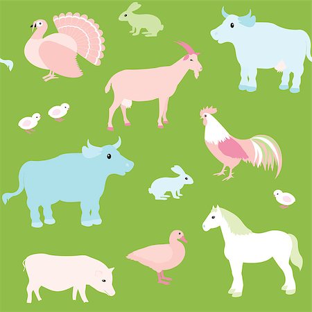 simsearch:400-08012943,k - Colorful seamless pattern with farm animals Foto de stock - Super Valor sin royalties y Suscripción, Código: 400-06857562