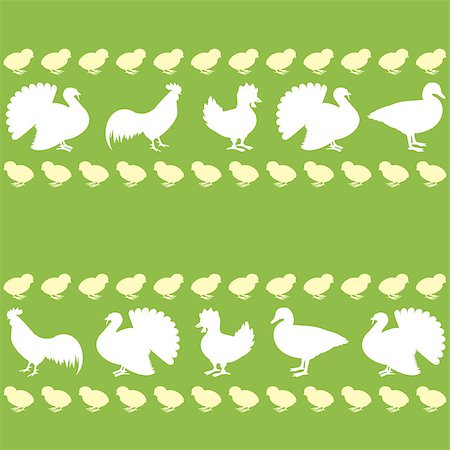 simsearch:400-04351992,k - Seamless pattern with farm birds silhouettes Foto de stock - Super Valor sin royalties y Suscripción, Código: 400-06857563