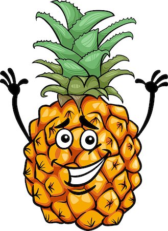 simsearch:400-06866583,k - Cartoon Illustration of Funny Pineapple Fruit Food Comic Character Foto de stock - Super Valor sin royalties y Suscripción, Código: 400-06857852