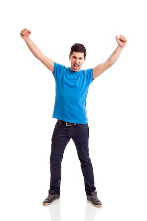simsearch:400-04343310,k - Happy young man with arms up isolated on a white background Photographie de stock - Aubaine LD & Abonnement, Code: 400-06857878