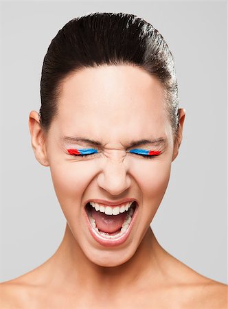 portrait screaming girl - fashion portrait of a beautiful young woman shouting Stock Photo - Budget Royalty-Free & Subscription, Code: 400-06857894
