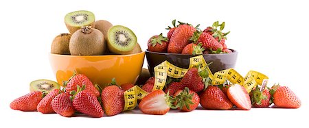 Strawberries and kiwi fruits with measure tape Stock Photo - Budget Royalty-Free & Subscription, Code: 400-06858055