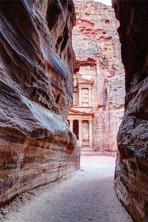 View of Al Khazneh from al-Siq in Petra, Jordan Stock Photo - Budget Royalty-Free & Subscription, Code: 400-06858077