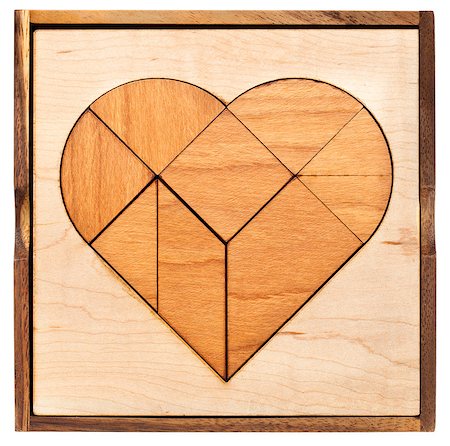 simsearch:400-07774007,k - heart version of tangram, a traditional Chinese Puzzle Game made of different wood parts to build abstract figures from them, isolated on white Foto de stock - Royalty-Free Super Valor e Assinatura, Número: 400-06858095