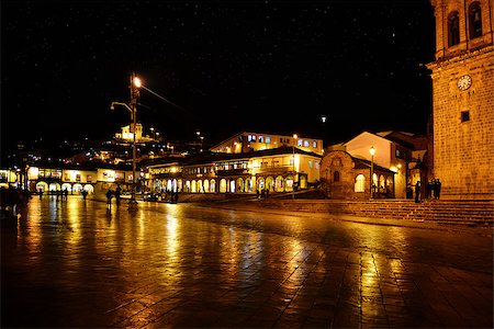 Peru. Cusco at night. Plaza de Armas. Stockbilder - Microstock & Abonnement, Bildnummer: 400-06858100