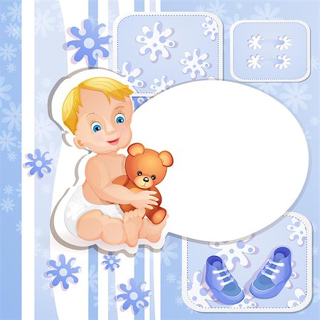 Baby shower card with cute baby boy Stock Photo - Budget Royalty-Free & Subscription, Code: 400-06858168