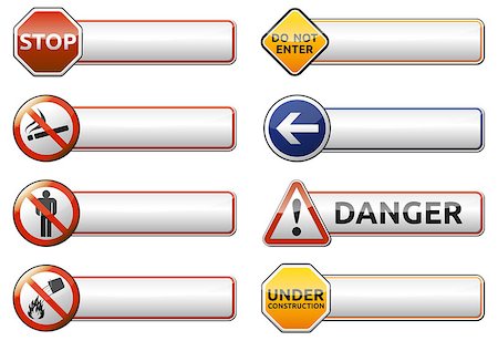 simsearch:400-04842332,k - Isolated vector Danger, prohibition sign (symbol) banner collection with reflection on white background for your text Stock Photo - Budget Royalty-Free & Subscription, Code: 400-06858175