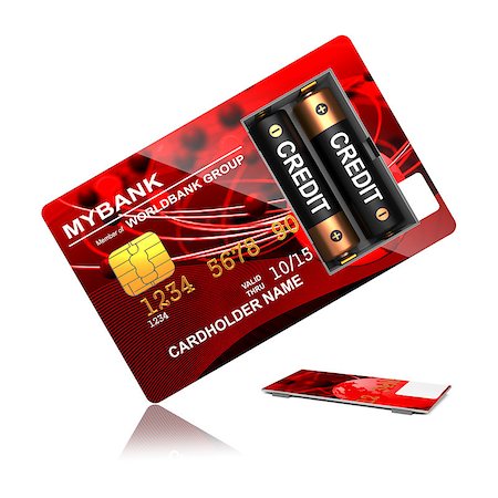 simsearch:400-07032988,k - Credit Concept. Red Credit Card with Batteries that say "Overdraft". Stock Photo - Budget Royalty-Free & Subscription, Code: 400-06858410