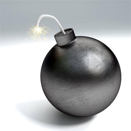 Cartoon style bomb with burning fuse Stock Photo - Budget Royalty-Free & Subscription, Code: 400-06858555