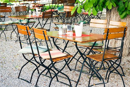 An image of an empty bavarian beer garden Stock Photo - Budget Royalty-Free & Subscription, Code: 400-06858565
