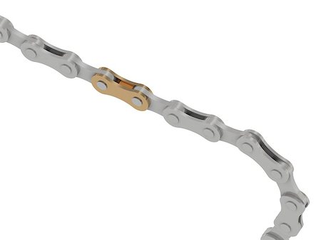 simsearch:400-07313742,k - Steel chain of sports bike with one golden link Fotografie stock - Microstock e Abbonamento, Codice: 400-06858709