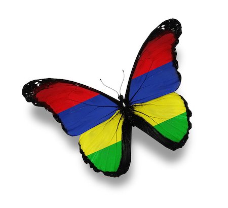 Mauritius flag butterfly, isolated on white Stock Photo - Budget Royalty-Free & Subscription, Code: 400-06859478