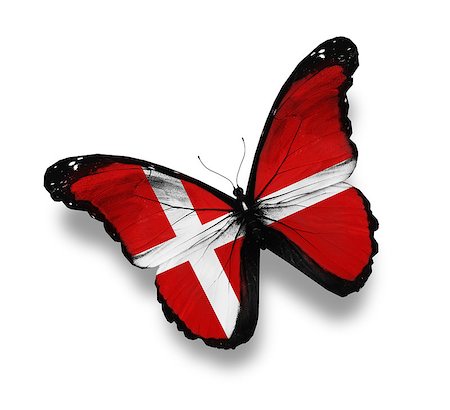Danish flag butterfly, isolated on white Stock Photo - Budget Royalty-Free & Subscription, Code: 400-06859484