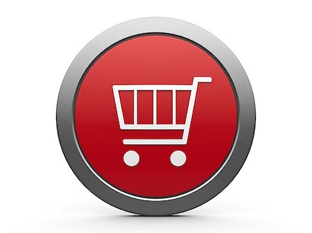 Red shopping cart emblem isolated on white background, three-dimensional rendering Stock Photo - Budget Royalty-Free & Subscription, Code: 400-06859495