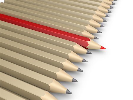 simsearch:400-06762308,k - Many 3d pencils aligned next to each other but one is more forward Stock Photo - Budget Royalty-Free & Subscription, Code: 400-06859509