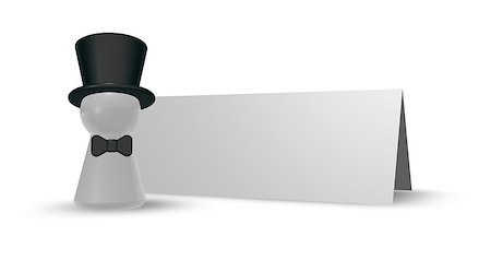 drizzd (artist) - play figure with bow tie and blank table card on white background - 3d illustration Foto de stock - Royalty-Free Super Valor e Assinatura, Número: 400-06859742