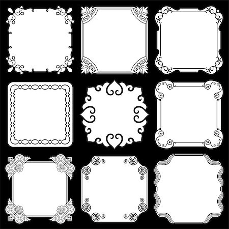 simsearch:400-06850003,k - Decorative frames on black background Stock Photo - Budget Royalty-Free & Subscription, Code: 400-06850012