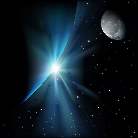 abstract space background with earth moon and stars Fotografie stock - Microstock e Abbonamento, Codice: 400-06850102